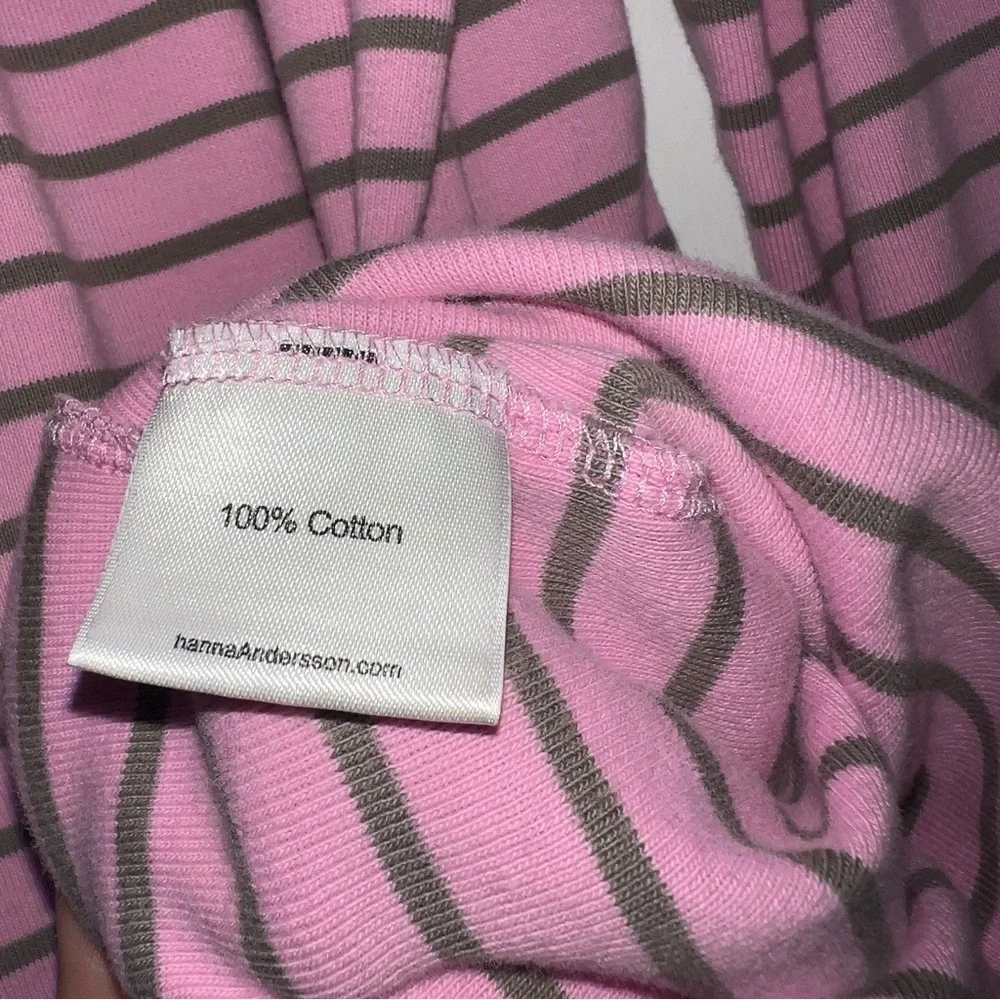 Hanna Andersson Girl’s Pink With Green Stripes Long Sleeve Dress Size 100cm/5